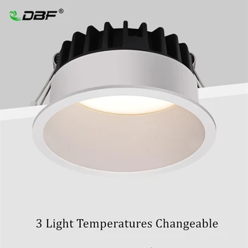 [DBF]Frameless 3 Teplota Svetla Premenlivá Zapustené LED Downlight 7W 10W 12W 15W Hlboké Odlesky Stropné Bodové Svetlo Pic Pozadí