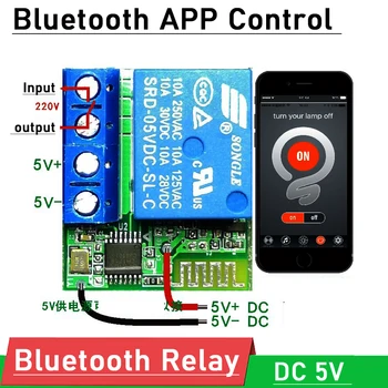 DC 5V Bluetooth APP Relé Smart switch radič bezdrôtové diaľkové Ovládanie NA dverách zámok riadenia Prístupu Motorových AC 110V 220V