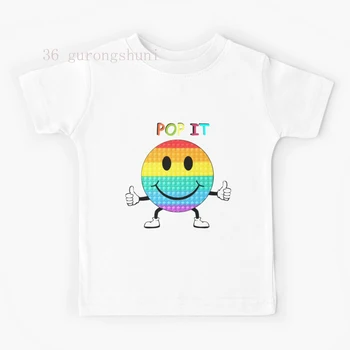 deti t tričko pre chlapcov, Fidget dieťa Pop dievčatá, Deti, oblečenie Pop tričko girl Smiley print graphic tee Je kawaii t-shirt 2021