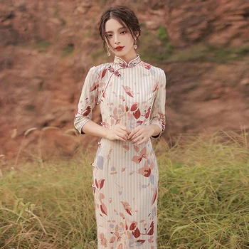 Dievča Slim Dlho Qipao Čínske Šaty Moderné Eleganti Ženy Cheongsams Župan Orientale Ročník Tradičného Vestido Chino Nové Hanfu