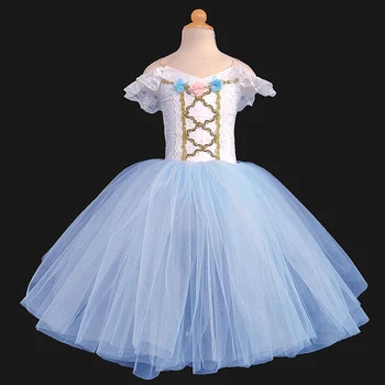 Dievčatá Romantické Balerína, Modrá Balet TUTU Šaty Deti Labutie Jazero Dlhé Tanečné Šaty, Kostýmy Deti Teen Koncert Baletné Oblečenie