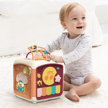 Dieťa Činnosti Kocka Batoľa Hračky 7 v 1 Montessori Hudobné Box Tvar Triedič Perličiek Bludisko Počítanie Vzdelávacie Hračky Pre Deti Učenie