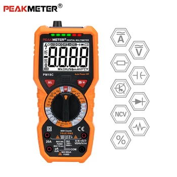 Digitálny Multimeter PEAKMETER PM18C True RMS AC/DC Napätie, Odpor Meter PM890D Kapacita Frekvencia Teplota NCV Tester