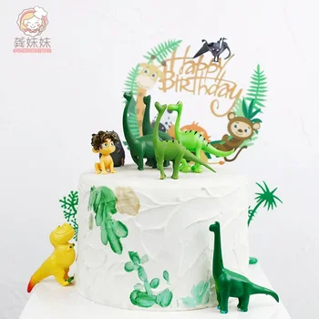 Dinosaurov Doplnky Strany Tortu Vňaťou Happy Birthday Party Dekorácie Deti Chlapcov Soft Cake Zdobenie Dodávky Podujatia Festivalu