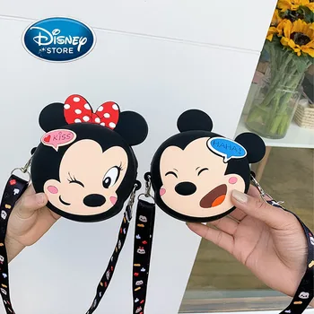 Disney Deti Mini Cartoon Silikónové Mickey Mouse Peňaženky Dieťa Crossbody Taška Mince Kabelku Medvedík Pú Tigger Hračka Skladovanie Tašky
