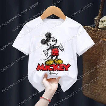 Disney Deti T-Shirts Mickey Minnie Mouse Anime T Shirt Karikatúry Kawaii Ležérny Top Dieťa, Chlapec, Dievča Harajuku Oblečenie Tee Košele