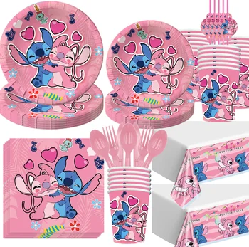 Disney ' Lilo & Stitch Narodeninovej Party Dekor Jednorázový Riad Prispôsobiteľné Pozadí Balóny Set Baby Sprcha Strana Dodávky