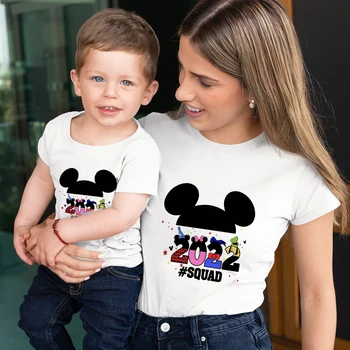 Disney Mickey Družstvo Rodinného T-shirt 2022 Matka Deti Chlapcov Zodpovedajúce Oblečenie Móda Veľký/Malý Brat Nastaviť Topy Mama a Syn Tees