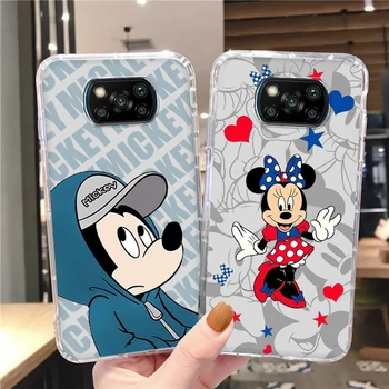 Disney Mickey Minnie Kiss Telefón puzdro Pre Xiao Mi Poco X4 X3 NFC F4 F3 GT M4 M3 M2 X2, F2 Pro C3 C40 C3 5G Priehľadný Kryt