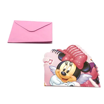 Disney Minnie Mouse 6pcs Mini Pohľadnice Dievča Narodeninovej Party Ďakujeme Karty Baby Sprcha Pozvánka Dekorácie Dodanie