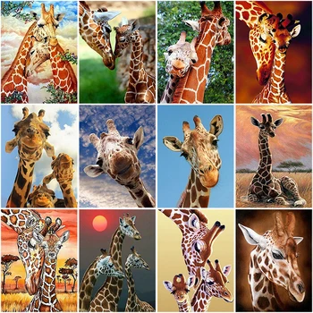 DIY 5D Diamond Maľovanie Žirafa Plné Kolo Vŕtať Daimond Výšivky Zvierat Cross Stitch Mozaikové Kamienky Umenie Domova Darček