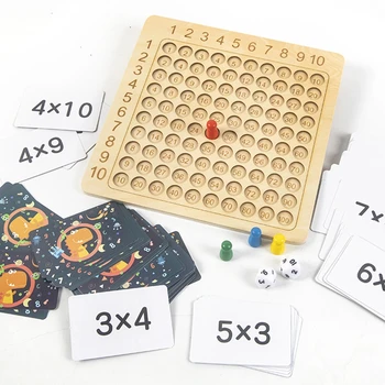 Drevené Montessori Násobenie Dosková Hra Matematické Tabuľky Puzzle Hra Pre Deti, Dieťa Učiť Vzdelávacie Hračky S Šachovnici