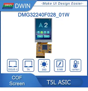 DWIN 2.8 Inch, 320*240, COF UART LCD Modul, 2.15-3.75 mm Hrúbky, IPS-TFT-LCD Inteligentný Displej - DMG32240F028_01W