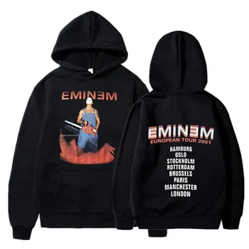 Eminem Európske Turné 90. rokov Hip Hop Rap Promo Hoodie Horúca novinka Tlače, Mikiny Mužov Pulóver Nadrozmerné Streetwear Topy