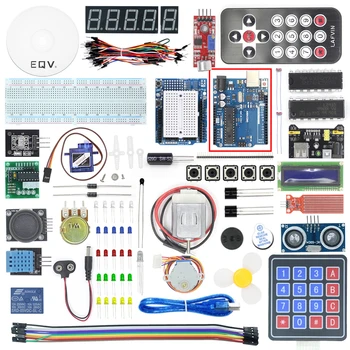 EQV Super Starter Kit pre Arduino UNO R3 - Uno R3 Breadboard / Krok Motor / SG90 Servo / 1602 LCD / jumper Drôt / CD Návod