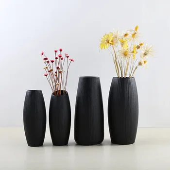Európskom štýle keramické office bytové vybavenie víno kabinet ploche jednoduché sušené kvety black váza s nábytkom