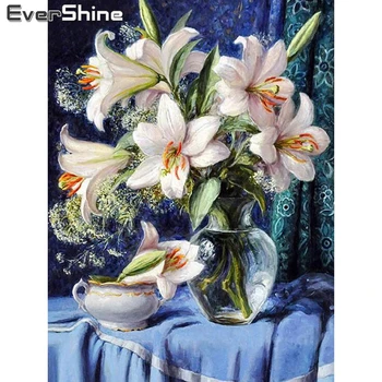 Evershine Diamond Maľovanie Lily 5D DIY Diamond Výšivky, Kvetinové Vázy Obrázky Z Kamienky Mozaiky Predaj Domáce Dekorácie