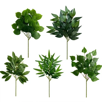 Falošné Rastliny Apple Leaf Zelené Rastliny Eukalyptu Simulácia Umelé List Kvet Tabuľka Usporiadanie Tropické Vonkajšie Dekorácie