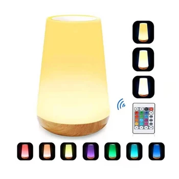 Farebné Meniace Nočné Svetlo RGB Diaľkové Ovládanie Touch Stmievateľné Lampy Prenosné Stolík, Nočné Lampy USB Nabíjateľné Nočné Lampy