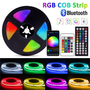 Flexibilné 12V LED COB Pásy Svetlo RGB RA90 FOB COB LED Svetlá Lineárne Pásky Bluetooth Ovládanie Hudby RGB Led pás s nástrojmi Lampa