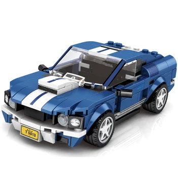 Ford Mustang Závodné Športové Auto Montáž Stavebné Bloky, Hračky Vozidla Údaje DIY Stavebné Bloky Sady Športové Auto Model Tehly