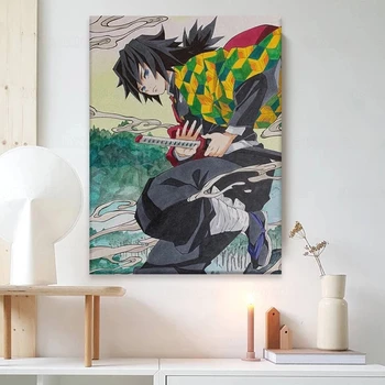 Giyu Tomioka Kimetsu Č Yaiba Anime Vytlačí Démon Vrah Plátne, Plagát, Maľovanie Obrazu Modulárny Wall Art Spálňa Štúdia Domova