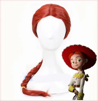 Halloween Film Hračky Ženy Jessie cosplay parochňu cowgirl červené vlasy s klobúk Úlohu hrať Jessie vrkoč parochňa s spp