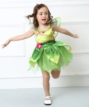 Halloween Girl Roztomilý Tinker Bell Zelená Kvetinová Víla Kostýmy Purim Deň Detí Rodinnú oslavu Cosplay Maškarný