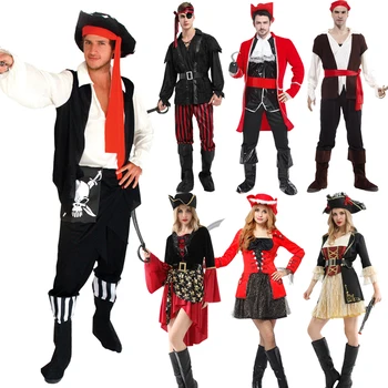 Halloween Muž Pirátske Kostýmy pre Ženy, Mužov Dospelých Kapitán Jack Sparrow Kostým Piráti z Karibiku nestanovuje Žiadne Zbrane