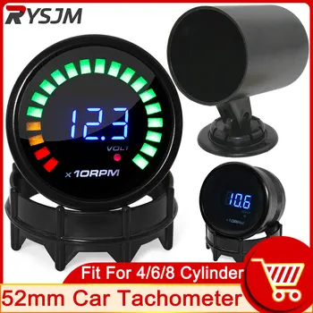HD Tacometro RPM Meter 52mm Auto Auto Tachometra Tacho Rozchod 0~9999 ot / MIN pre 4/6/8 Valec 12V Benzínový Motor Auta, Motor