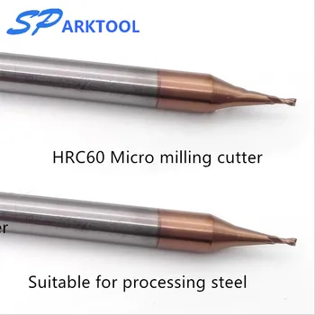 HRC60 Micro Plochý Koniec Mlyn 2 Flauta na 0,2-0,9 mm 4 mm pre oceľové Drieku Karbid Volfrámu CNC Router Bit TiCN Potiahnuté Mini Frézovanie Fréza