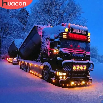 HUACAN 5D Diamond Maľovanie Truck Snehu Drahokamu Súprava Predaj Diamond Výšivky Krajiny Zimné Obraz Drahokamu Domova