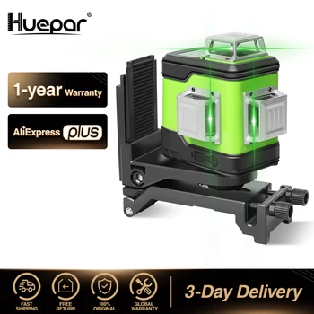 Huepar 3D Kríž Line Self-Nivelačný Laser Úrovni 3x360 Zelený Lúč Tri-Lietadlo Vyrovnanie & Zarovnanie Laser Nástroj s Li-ion Batéria