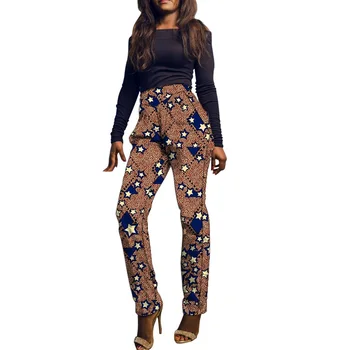 Hviezdy Vzor Africkej Tlače Žien Rovné nohavice Nohavice Nigérijský Módne Žena Ankara Oblečenie