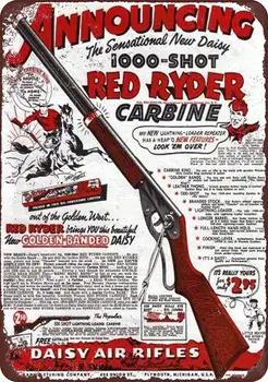 Isaric Tin Prihlásiť 1940 Daisy Červená Ryder, BB Gun Vintage Vzhľad, Reprodukcia 8 x 12 Kovové Prihlásiť