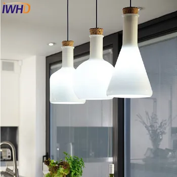 IWHD Moderné Tvorivé LED Prívesok, Osvetlenie, Sklenené Tienidlo Fľaša Prívesok Lampa Banky Dizajn Zariadenia Domáce Osvetlenie Hanglamp