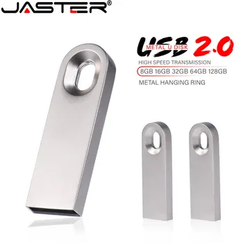 JASTER Kovové USB 2.0 Flash Disky 64GB Nepremokavé Strieborné Pero disk 32 GB, 16 GB S krúžok na Pamäťový kľúč USB kľúč 8GB Pre Notebook