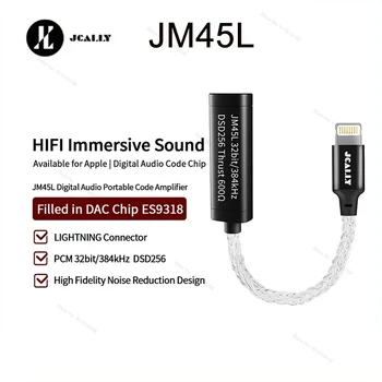 JCALLY JM45L Podiel kábel Kábel Adaptéra S Odbornou DAC ES9318 Čip Typu C Lighit-ning Pre Telefón Pad Mikrofón Ovládanie