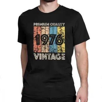 Jedinečný 1976 Retro Vintage T-Shirt Mužov O-krku Bavlnené Tričko Narodeninám Rokov Tees Vtipné Tričko Harajuku Streetwear