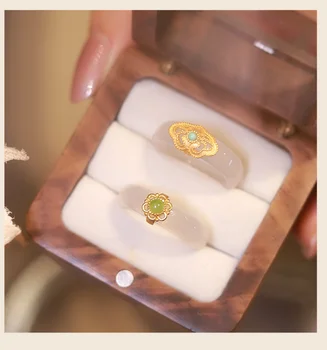 Jednoduché Vintage Imitácia Jade Kvet Prstene pre Ženy, Dievčatá Módne Etnických Kvet Živice Geometrické Krúžky Nové Módne Šperky Prstene