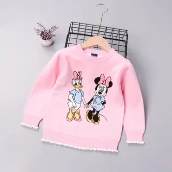 Jeseň Batoľa Dievčatá Sveter Minnie Mouse Daisy Kačica Výšivky Milé Deti Zimné Top Deti Svetre Pulóver Teplé Oblečenie