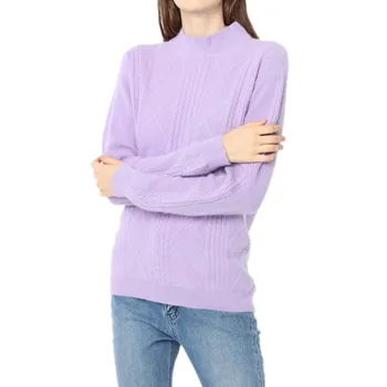 Jeseň zima nový twist cashmere sveter ženy voľné pribrala pol-vysoká krku pulóver wild pletené klesnutie tričko
