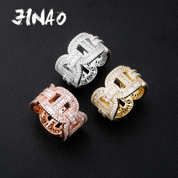 JINAO Hip Hop Krúžky Všetky Ľadový Sa Bling Micro Pave AAA+ Kubický Zirkón Vysoko Kvalitné Šperky, Darček pre Mužov a Ženy