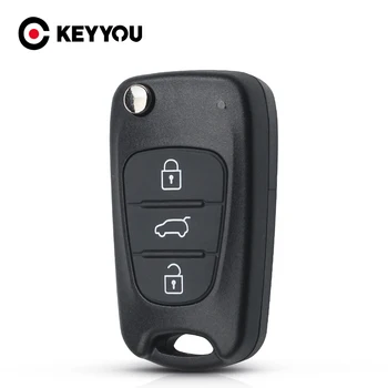 KEYYOU 10pcs Diaľkové Kľúča Vozidla Shell 3BTN Flip Skladací Kľúč púzdro Pre Hyundai I20 I30 IX35 I35 Prízvuk Kia Picanto Sportage K5