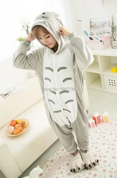 Kigurumi Nové Zimné Anime Pyžamo Dospelých Flanelové Krásne Totoro Unisex Pyžamo Cosplay Kostým Zvierat Odev Onesie Sleepwear