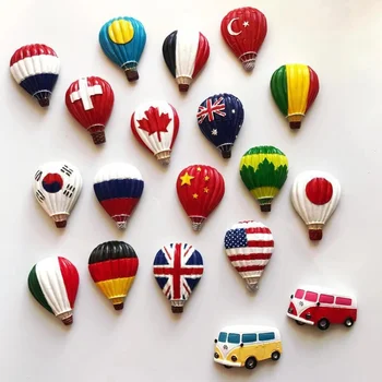 Krajina Chladnička Nálepky Svete Národnej Vlajky teplovzdušný Balón Číne, Francúzsku, USA, Japonsko Loptu Živice so suvenírmi Tvorivé Refrigeran Magnet