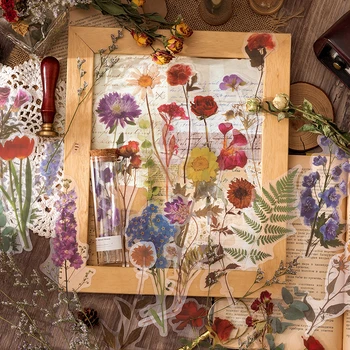 Kvety a rastliny Múzeum Série Veľké Veľkosti Samolepky PET Nepremokavé Štítky Estetická Výzdoba Miestnosti Steny Koláž Scrapbooking Denník