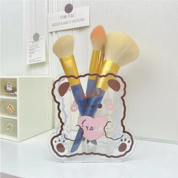 Kórea Medveď Akryl Držiak Na Pero Zobraziť Kawaii Roztomilý Papiernictvo Ploche Decoratio Make-Up Štetec, Priehľadný Akrylový Úložný Box Ceruzka Pohár