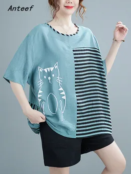 kórejský módne veľkými vintage zvierat príležitostné voľné letné tee tričko ženy t-shirt žena tričko 2022 top streetwear oblečenie