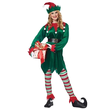 Lady Dovolenku Pomocník Santa Claus Elf Vianočný Kostým Maskota Sprievod Cosplay, Karneval, Maškarný Strany